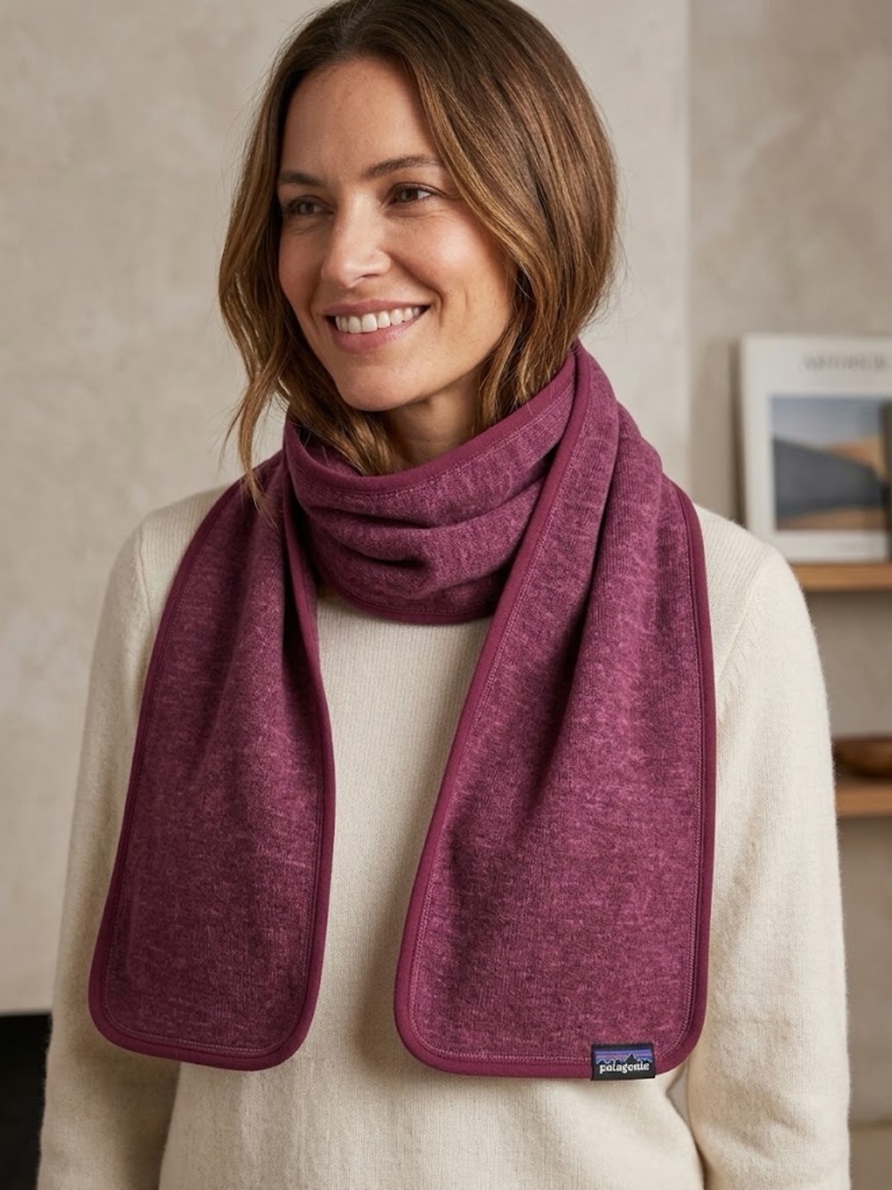 Patagonia Better Sweater Fleece Scarf in Deep Plum Burgundy